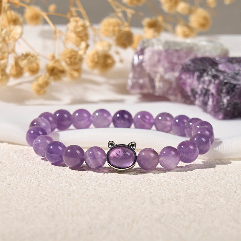 Pulsera curativa con cuentas de amatista natural y Buddha Stones - Amatista (circunferencia de la muñeca: 14-16 cm) - image 0