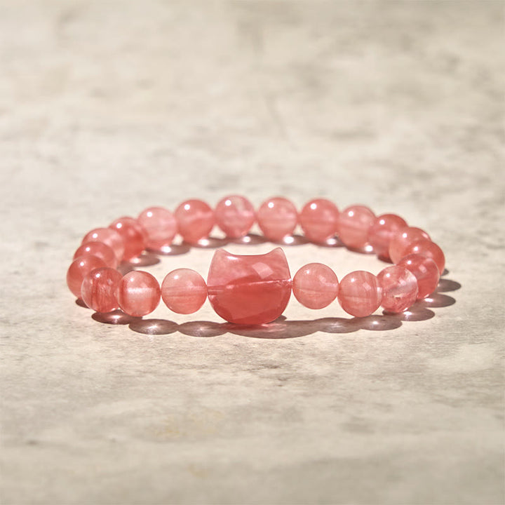 Pulsera de cuentas espirituales de ágata roja con cabeza de gato y Buddha Stones - image 4