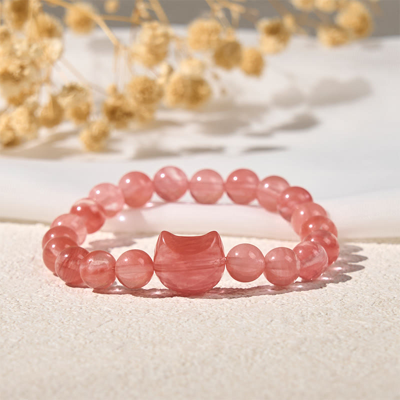 Pulsera de cuentas espirituales de ágata roja con cabeza de gato y Buddha Stones - image 2