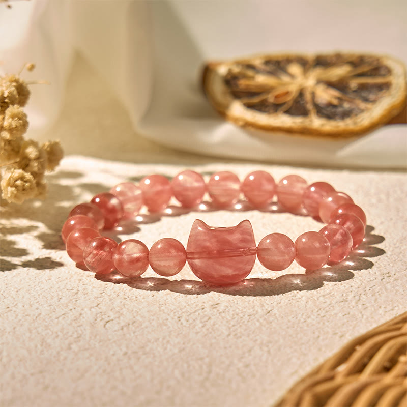 Pulsera de cuentas espirituales de ágata roja con cabeza de gato y Buddha Stones - Ágata roja (circunferencia de la muñeca: 15-20 cm) - image 1