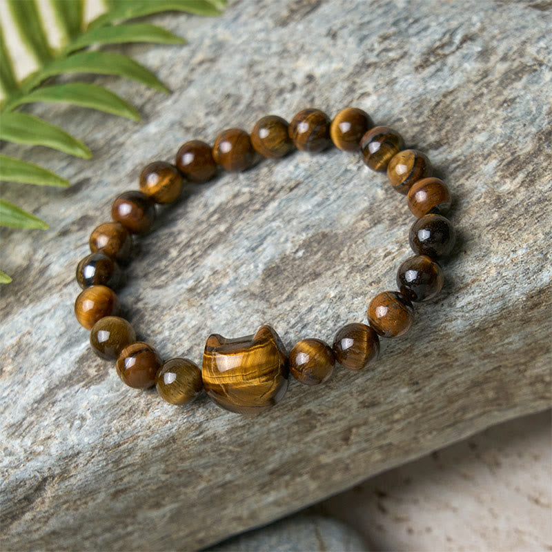 Pulsera de cuentas de energía de ojo de tigre y gato con Buddha Stones - image 4
