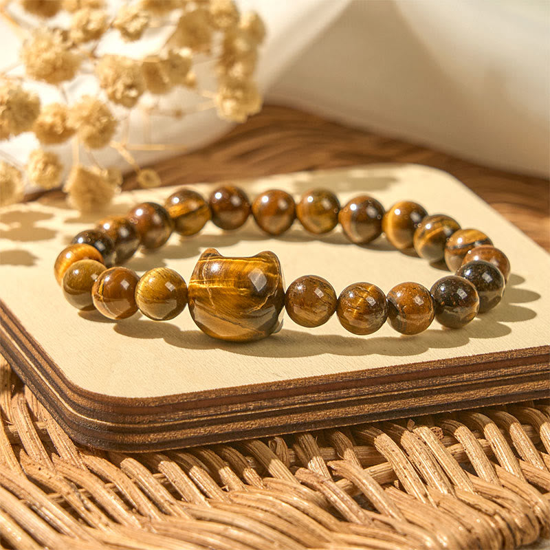 Pulsera de cuentas de energía de ojo de tigre y gato con Buddha Stones - image 1