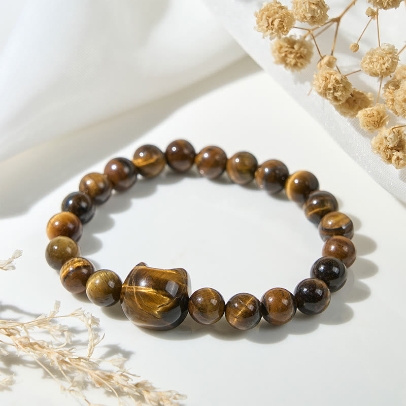 Pulsera de cuentas de energía de ojo de tigre y gato con Buddha Stones - image 3