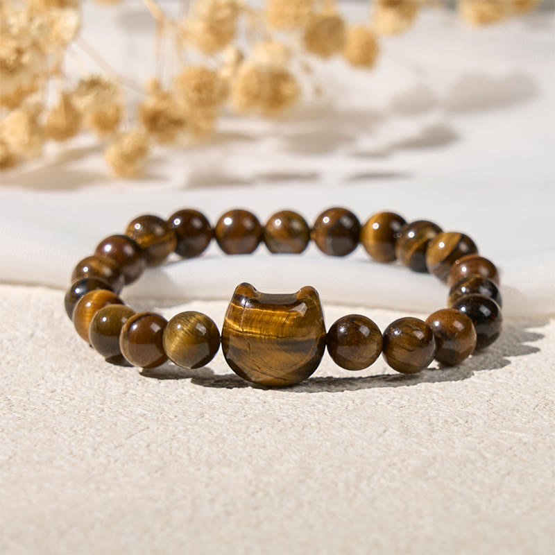 Pulsera de cuentas de energía de ojo de tigre y gato con Buddha Stones - image 2