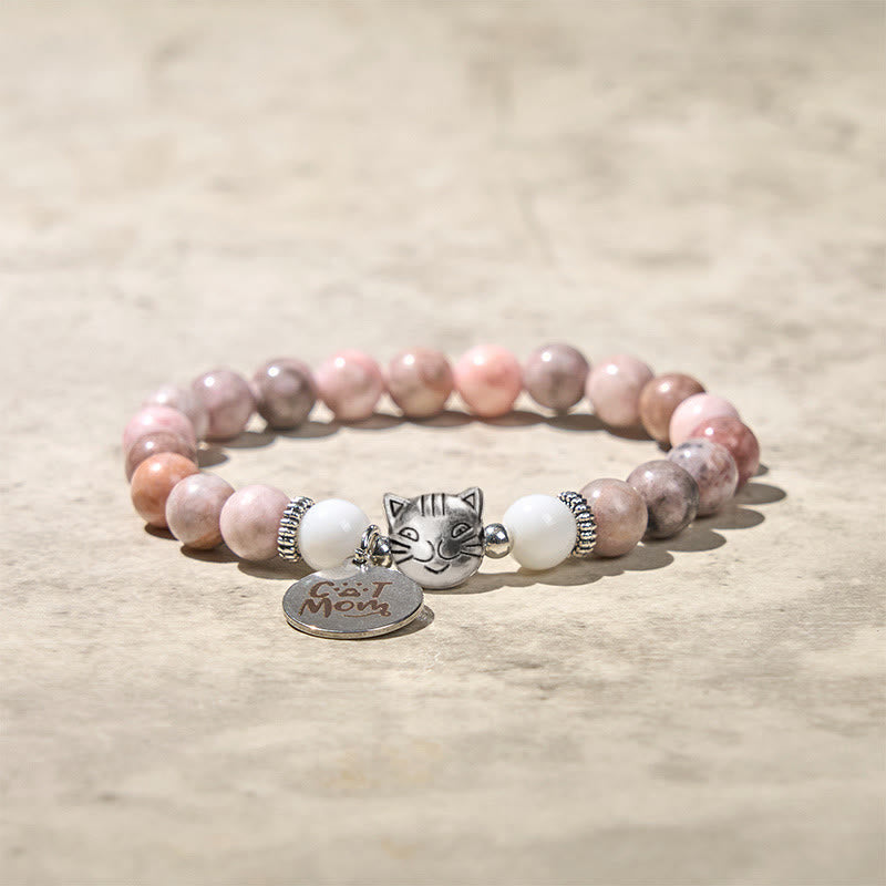 Pulsera protectora de jaspe cebra con diseño de cabeza de gato y Buddha Stones - image 2