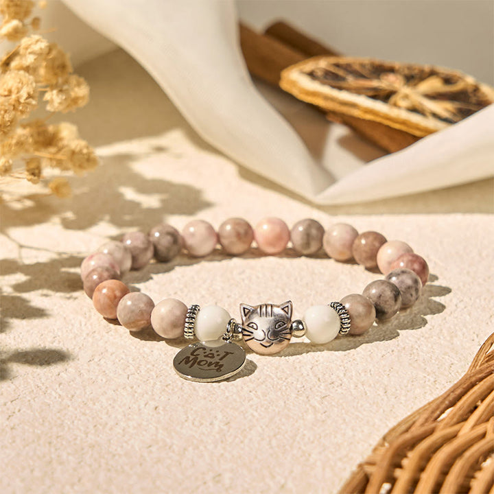 Pulsera protectora de jaspe cebra con diseño de cabeza de gato y Buddha Stones - image 4