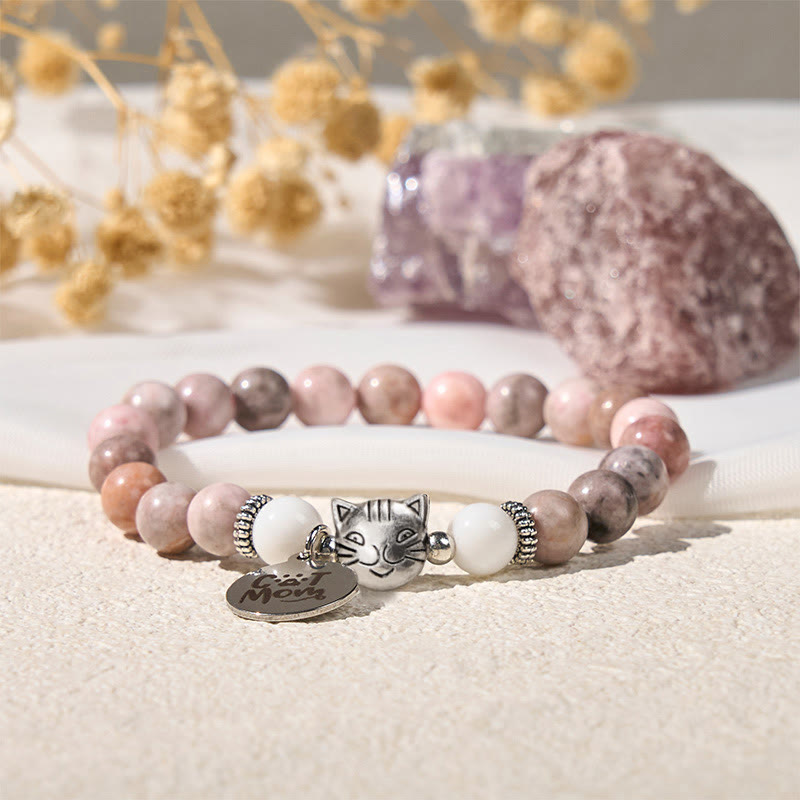 Pulsera protectora de jaspe cebra con diseño de cabeza de gato y Buddha Stones - image 1