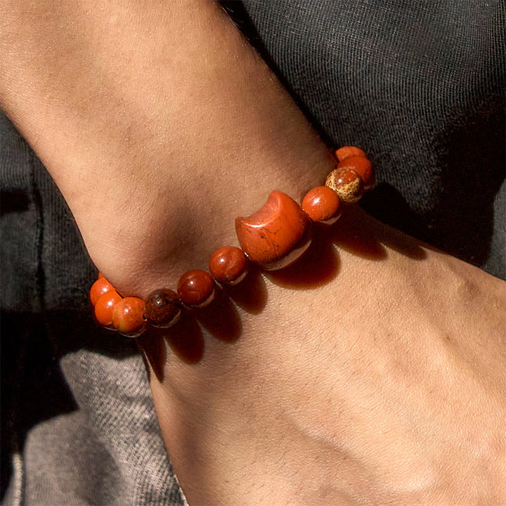 Pulsera de la suerte con diseño de cabeza de gato sin rostro y turquesa roja con Buddha Stones - image 9