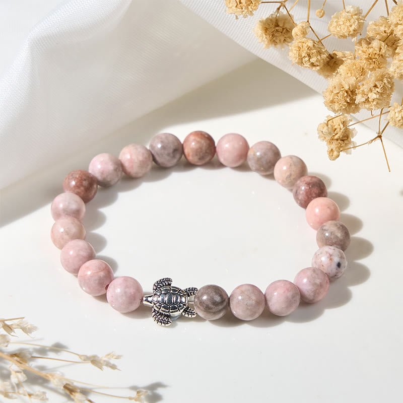 Pulsera protectora de jaspe cebra con diseño de tortuga y Buddha Stones - Jaspe cebra (circunferencia de la muñeca: 16-19 cm) - image 1