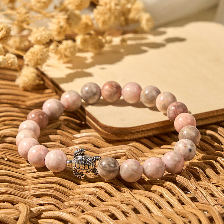 Pulsera protectora de jaspe cebra con diseño de tortuga y Buddha Stones - image 4