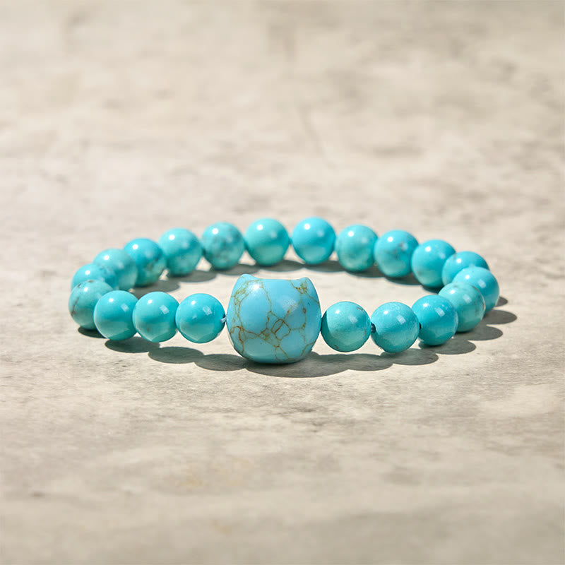 Pulsera de cuentas de turquesa natural con forma de gato de Buddha Stones - image 7