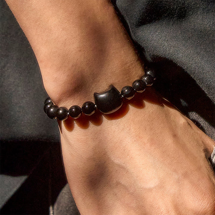 Pulsera de protección de ónix negro natural con Buddha Stones y gato negro - image 11