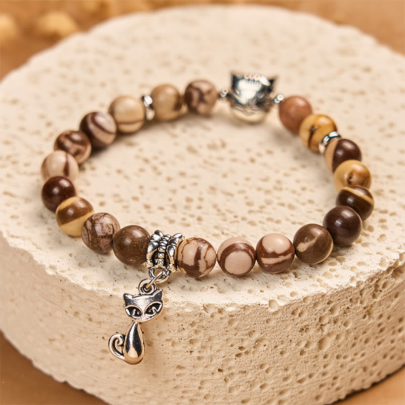 Pulsera positiva con cuentas de ágata y jaspe cebra de Buddha Stones - image 2