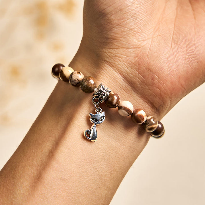 Pulsera positiva con cuentas de ágata y jaspe cebra de Buddha Stones - image 4