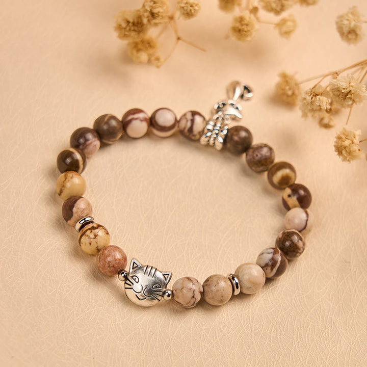 Pulsera positiva con cuentas de ágata y jaspe cebra de Buddha Stones - image 3