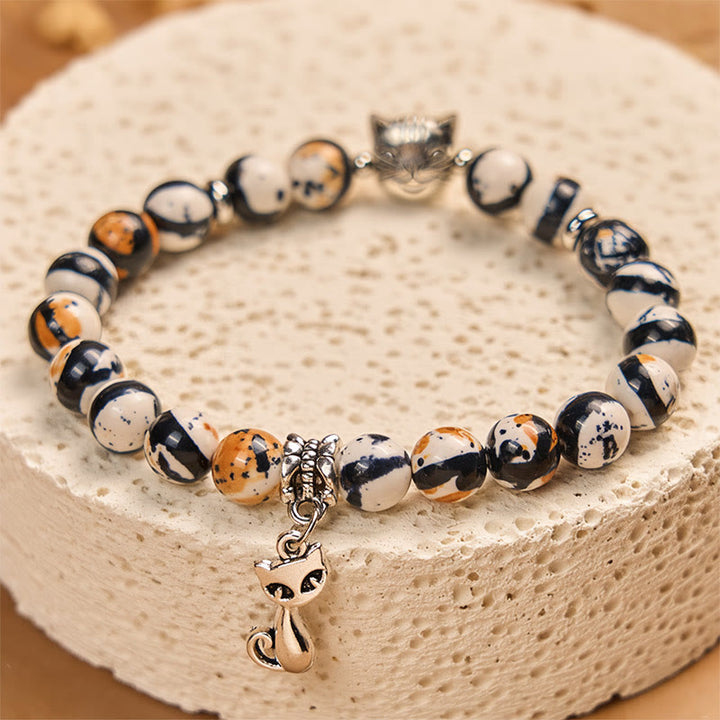 Pulsera de confianza con cuentas de piedra natural de gato calicó de Buddha Stones - image 2