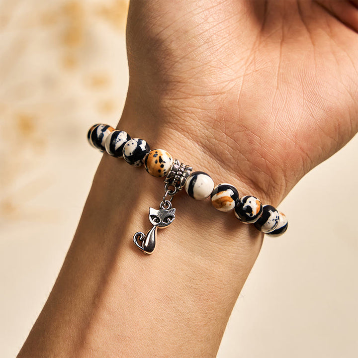 Pulsera de confianza con cuentas de piedra natural de gato calicó de Buddha Stones - image 4