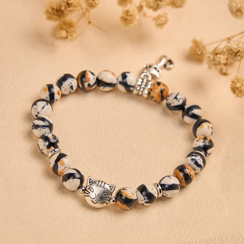 Pulsera de confianza con cuentas de piedra natural de gato calicó de Buddha Stones - image 3