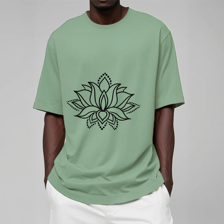 Camiseta de algodón con diseño simple de flor de loto y Buddha Stones - image 16