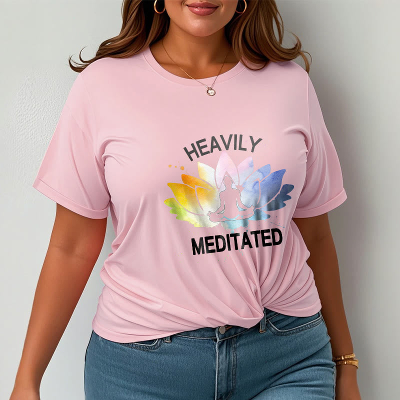 Camiseta de algodón con estampado de figura de meditación de flor de loto colorida y Buddha Stones - image 14