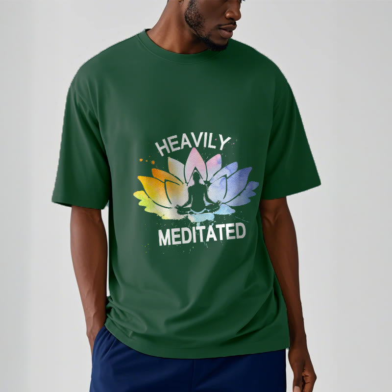 Camiseta de algodón con estampado de figura de meditación de flor de loto colorida y Buddha Stones - image 12