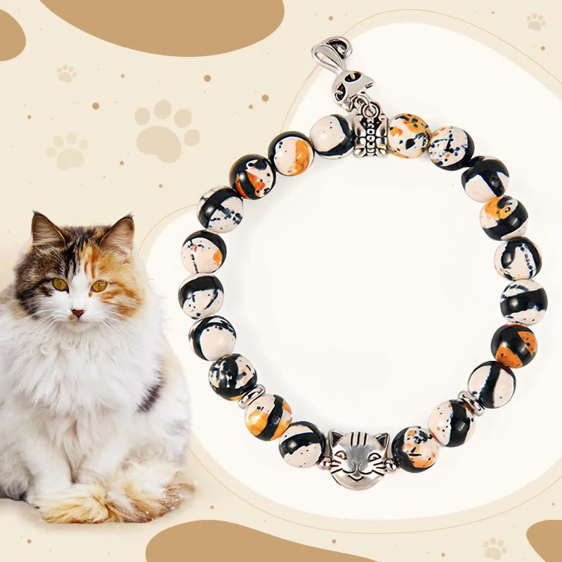 Pulsera de confianza con cuentas de piedra natural de gato calicó de Buddha Stones - Gato calicó (circunferencia de muñeca 15-16 cm) - image 1