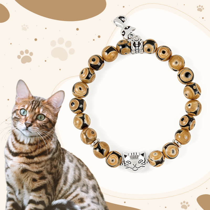 Pulsera de fuerza interior con piedra de ágata natural de gato de Bengala y Buddha Stones - Gato de Bengala (circunferencia de muñeca 15-16 cm) - image 1