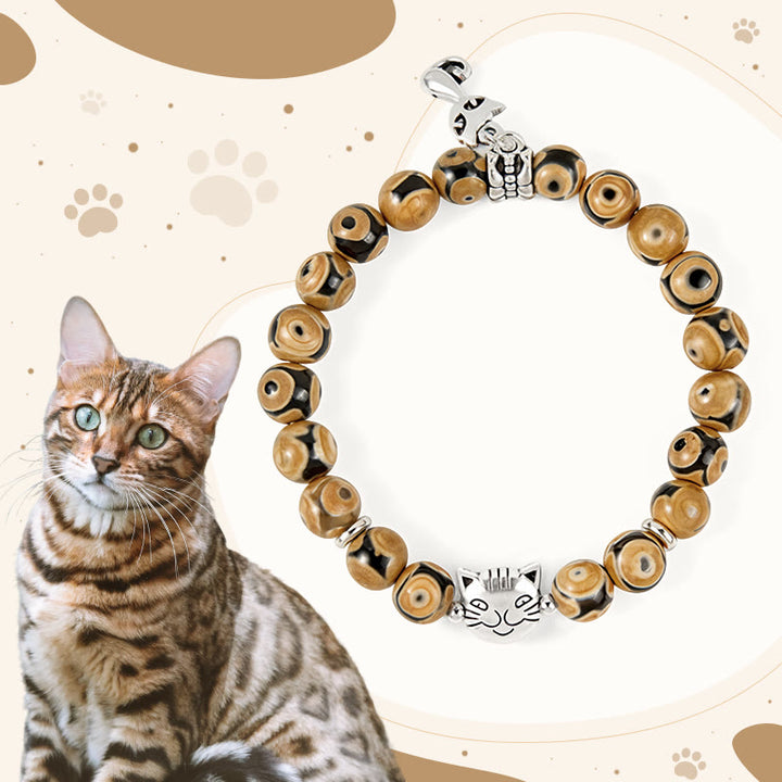 Pulsera de fuerza interior con piedra de ágata natural de gato de Bengala y Buddha Stones - Gato de Bengala (circunferencia de muñeca 15-16 cm) - image 1