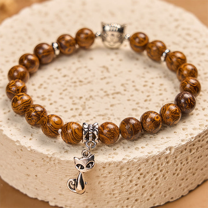 Pulsera protectora de cabeza de gato con piedras naturales de Buddha Stones - image 3