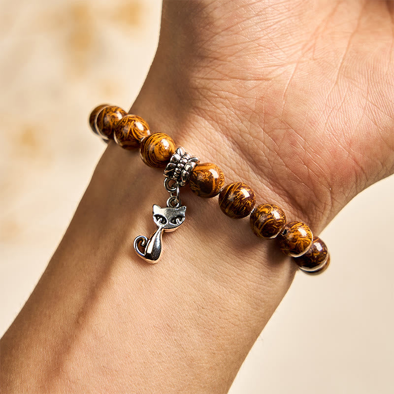 Pulsera protectora de cabeza de gato con piedras naturales de Buddha Stones - image 3
