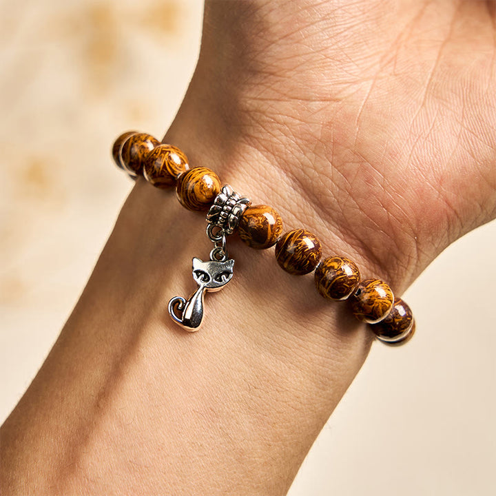 Pulsera protectora de cabeza de gato con piedras naturales de Buddha Stones - image 4