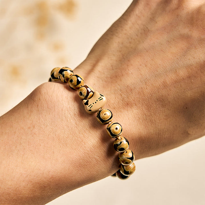 Pulsera elegante con cabeza de gatito y piedra de ágata natural de gato de Bengala de Buddha Stones - image 4