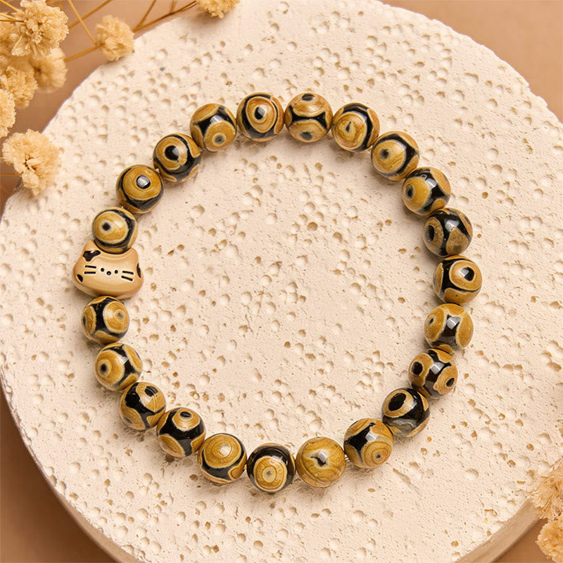 Pulsera elegante con cabeza de gatito y piedra de ágata natural de gato de Bengala de Buddha Stones - image 3