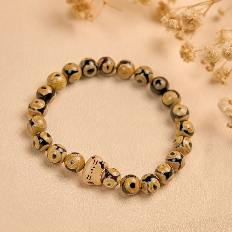 Pulsera elegante con cabeza de gatito y piedra de ágata natural de gato de Bengala de Buddha Stones - image 2