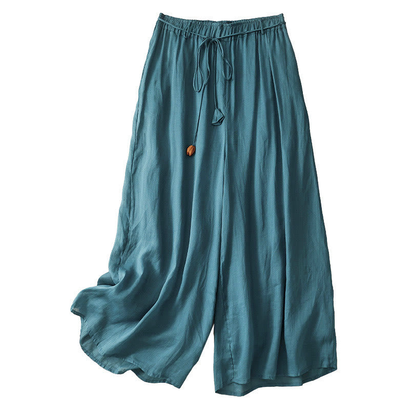 Pantalones anchos de algodón con cordón y bolsillos para mujer, diseño sencillo de Buddha Stones - image 6