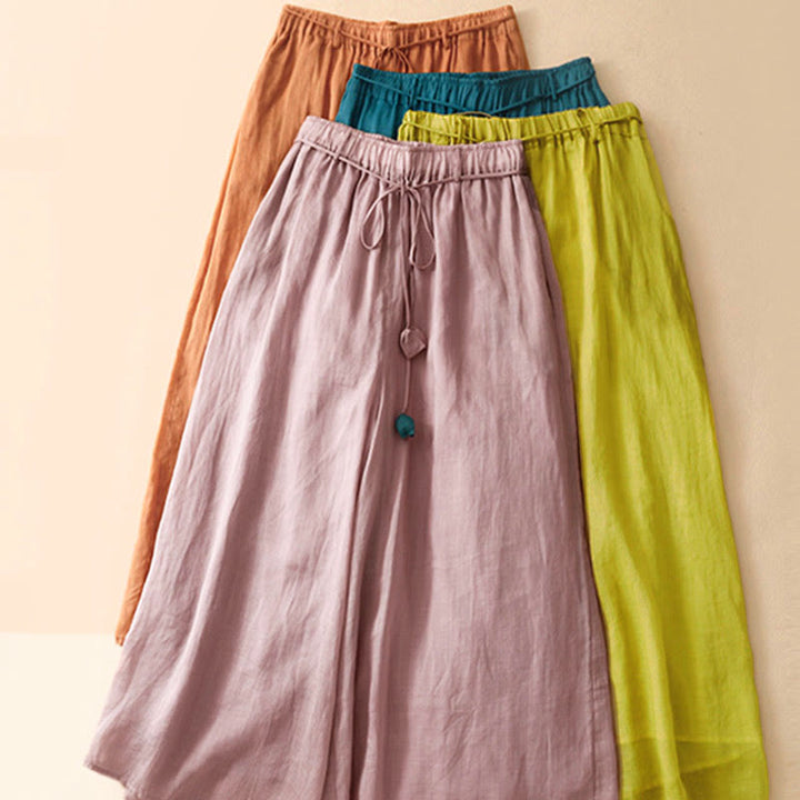 Pantalones anchos de algodón con cordón y bolsillos para mujer, diseño sencillo de Buddha Stones - image 6