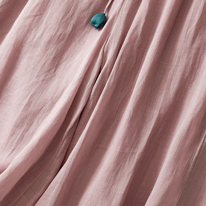 Pantalones anchos de algodón con cordón y bolsillos para mujer, diseño sencillo de Buddha Stones - image 13