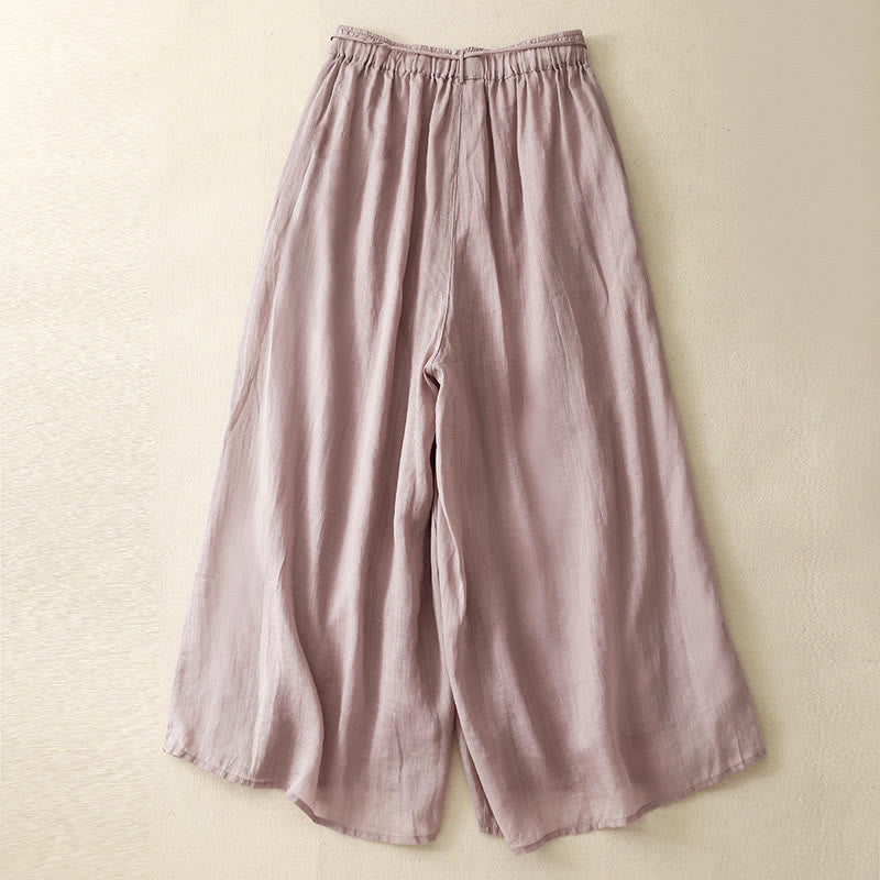 Pantalones anchos de algodón con cordón y bolsillos para mujer, diseño sencillo de Buddha Stones - image 10