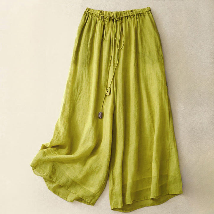 Pantalones anchos de algodón con cordón y bolsillos para mujer, diseño sencillo de Buddha Stones - Amarillo - US8-10，UK/AU12-14，EU40-42 (2XL) - image 18