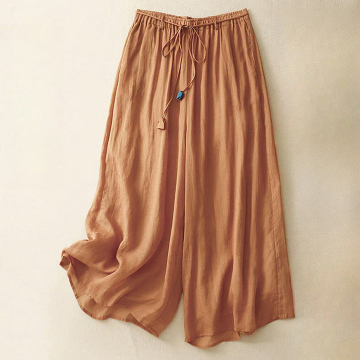 Pantalones anchos de algodón con cordón y bolsillos para mujer, diseño sencillo de Buddha Stones - Naranja oscuro - US8-10，UK/AU12-14，EU40-42 (2XL) - image 22