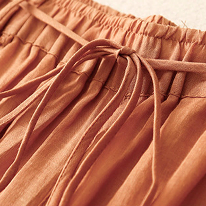 Pantalones anchos de algodón con cordón y bolsillos para mujer, diseño sencillo de Buddha Stones - image 26