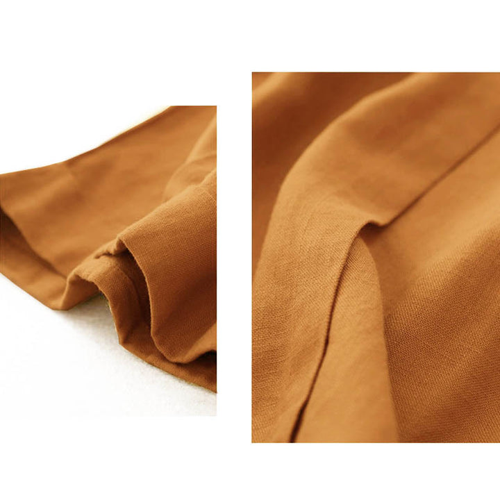 Pantalones cortos casuales de algodón de color sólido con bolsillos para mujer con Buddha Stones - image 4