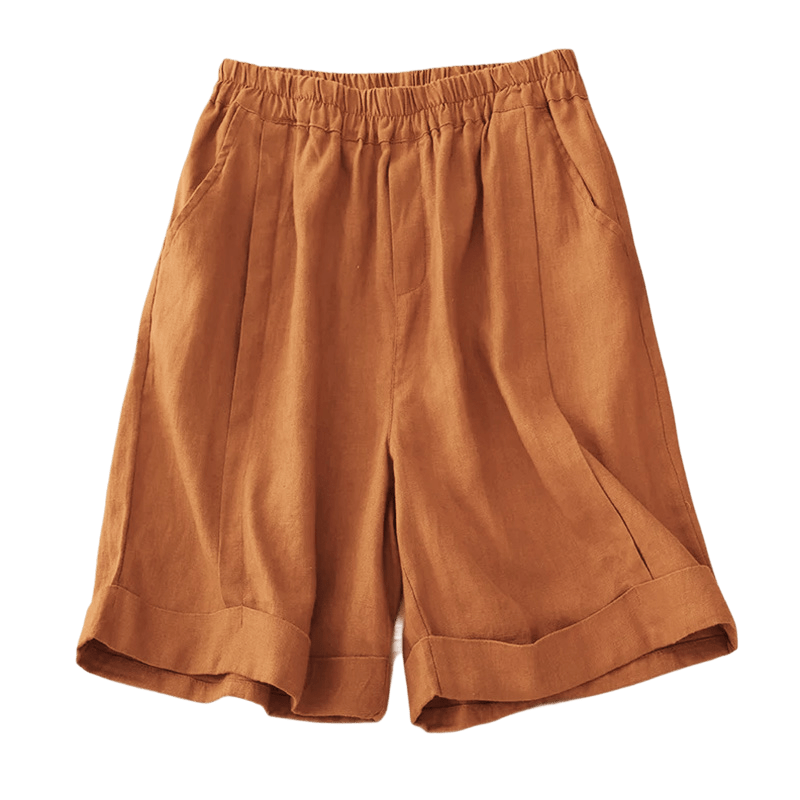 Pantalones cortos casuales de algodón de color sólido con bolsillos para mujer con Buddha Stones - image 5