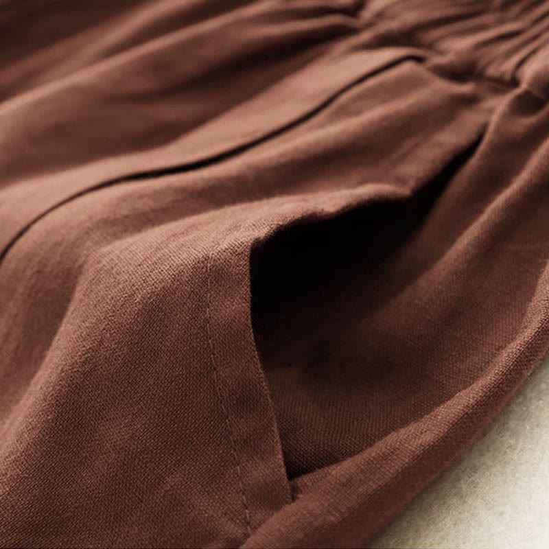 Pantalones cortos casuales de algodón de color sólido con bolsillos para mujer con Buddha Stones - image 17