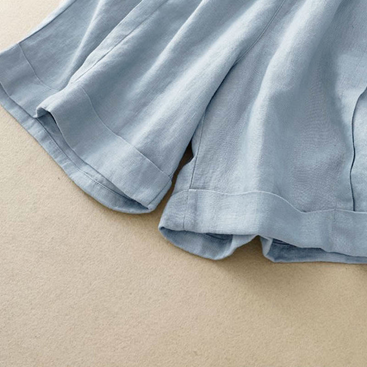 Pantalones cortos casuales de algodón de color sólido con bolsillos para mujer con Buddha Stones - image 20