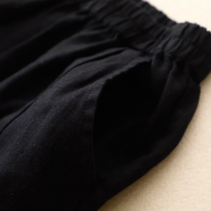 Pantalones cortos casuales de algodón de color sólido con bolsillos para mujer con Buddha Stones - image 29