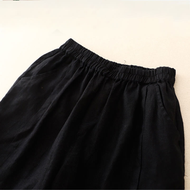 Pantalones cortos casuales de algodón de color sólido con bolsillos para mujer con Buddha Stones - image 28