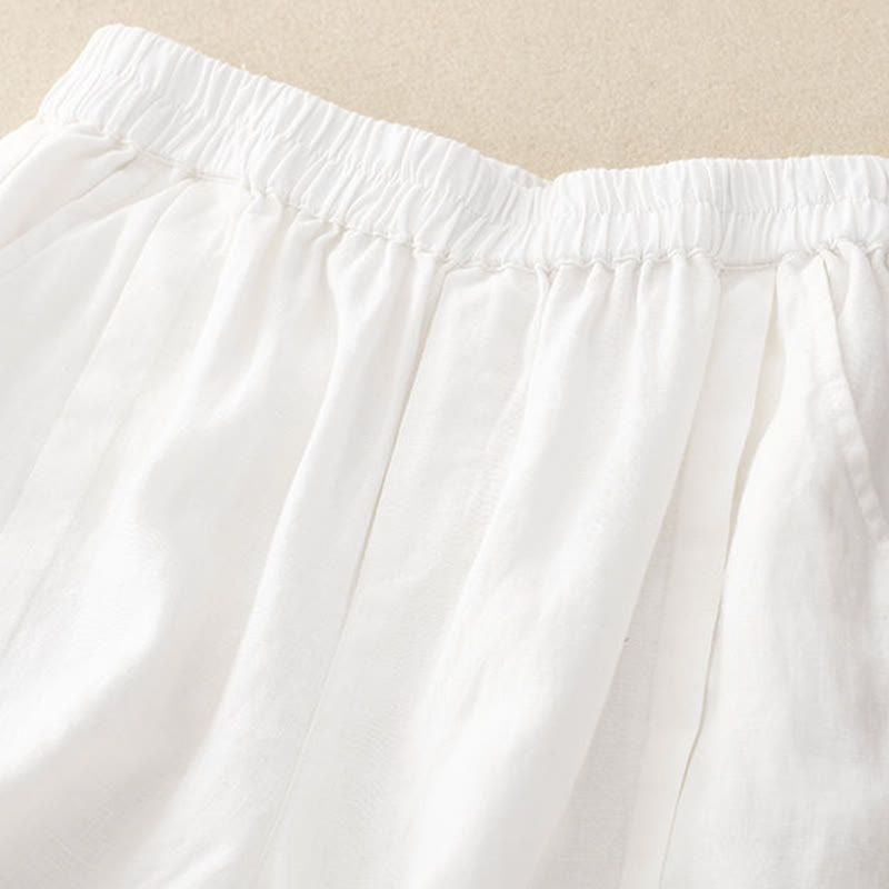 Pantalones cortos casuales de algodón de color sólido con bolsillos para mujer con Buddha Stones - image 35