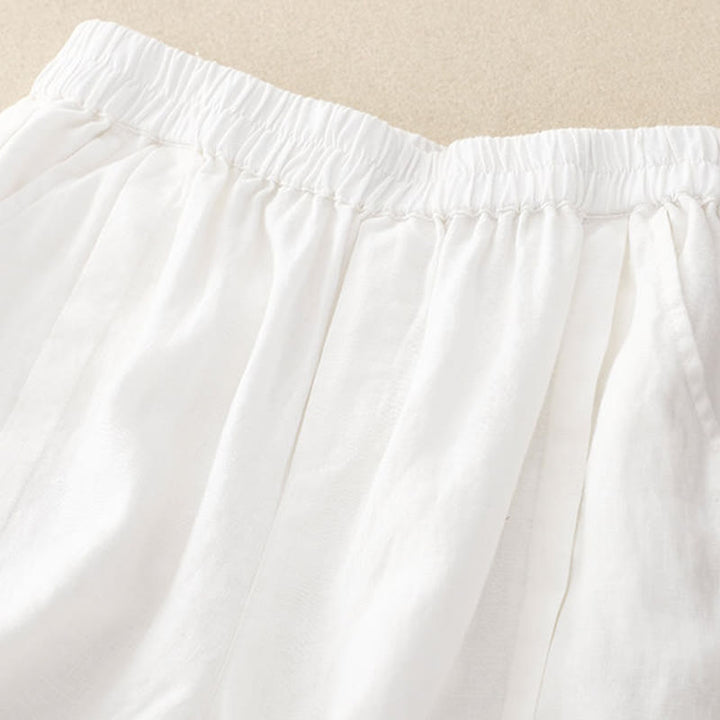 Pantalones cortos casuales de algodón de color sólido con bolsillos para mujer con Buddha Stones - image 35