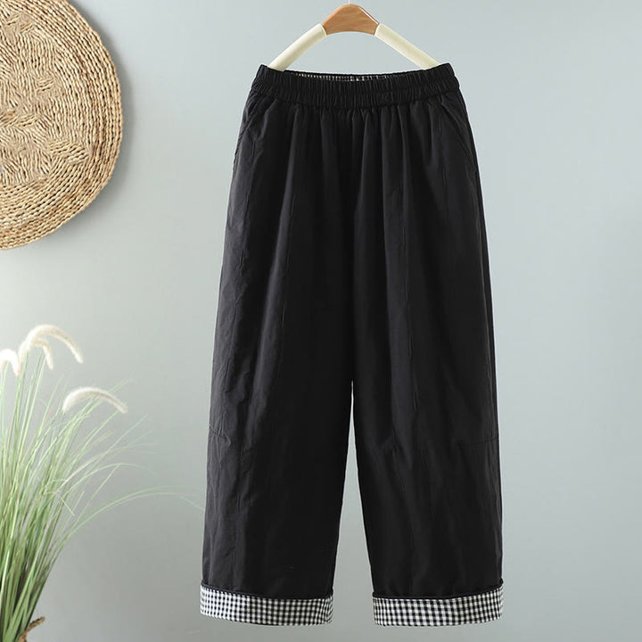 Pantalones harén de algodón hasta el tobillo con bolsillos para mujer , de Buddha Stones Winter Plain - Negro - US8-10，UK/AU12-14，EU40-42 (2XL) - image 0
